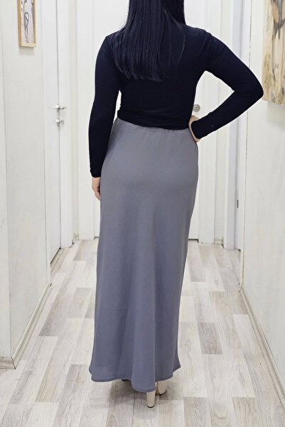 lodmela Спідниця великого розміру з еластичним поясом і косим кроєм 6006-сіра