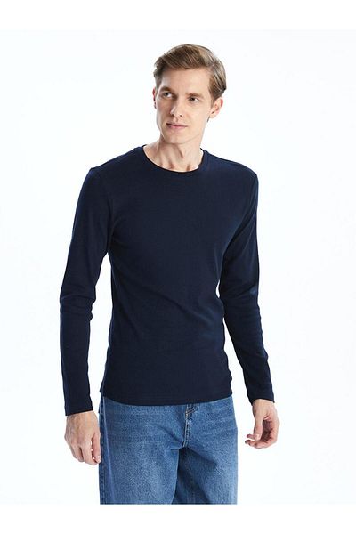 LC Waikiki Ανδρικό μπλουζάκι LCWAIKIKI Basic Crew λαιμόκοψη μακρυμάνικο βαμβακερό χτενισμένο