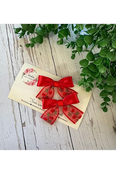 ARDEN HOBİ TASARIM Flower Embroidered Bow Collar Buckle Set, 23 April Buckle with Feast