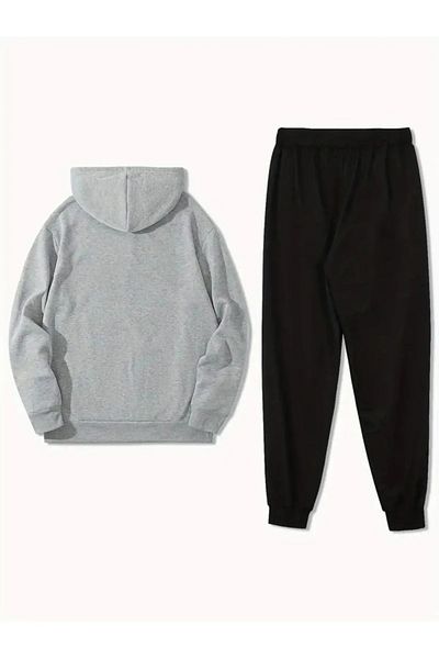 LAND MODA Unisex Hooded 2 Thread Χειμερινό χοντρό σετ φόρμας Basic