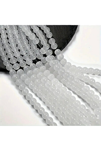 SESİKA HOBİ Orijinal Doğal Taş A Kalite Süt Kuvars Küre Kesim 8 Mm 1 Dizi Ort...