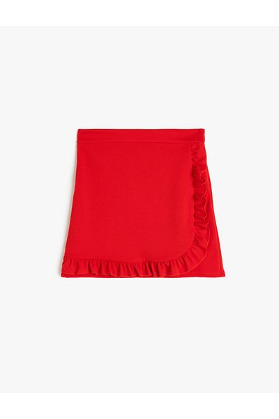 Koton Ruffle Detailed Double Breasted Mini Skirt with Elastic Waist