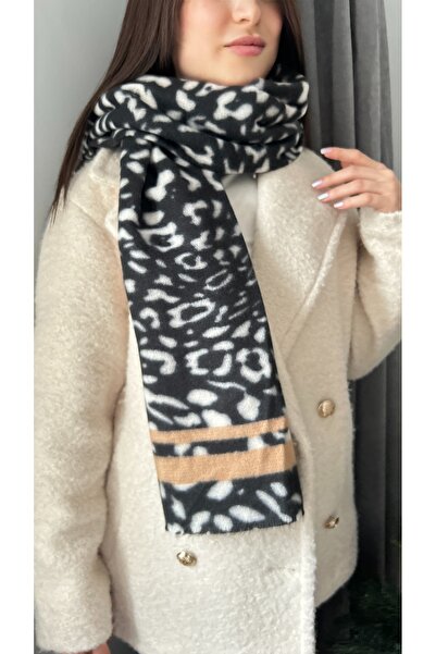 Funda Bijuteri Yumuşak Siyah Beyaz Kalın Şal