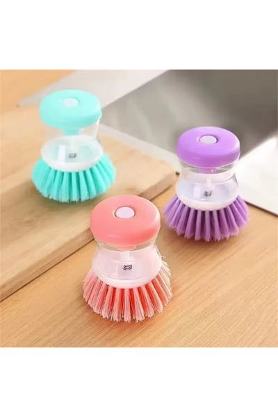 BirTıKHome Practical Liquid Detergent - Dish / Brush / Kitchen / Bathroom / Sink Washing Brush with Tank