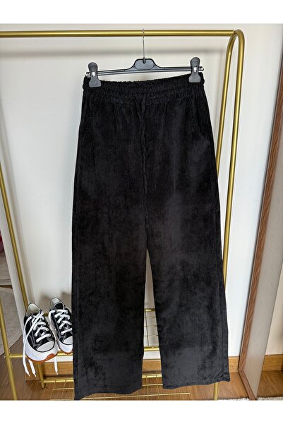 Quzu Bol paça kadife kumaş beli lastikli pantolon