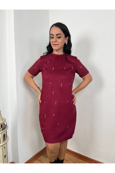 Butik SÜET PARLAK TAŞLI ELBİSE