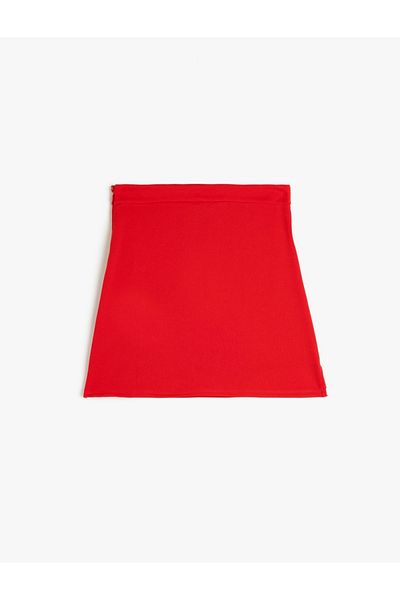 Koton Ruffle Detailed Double Breasted Mini Skirt with Elastic Waist
