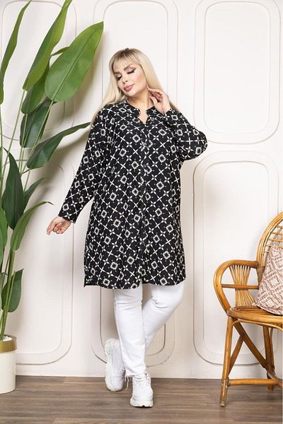 EMEZ Black Print Shirt Tunic