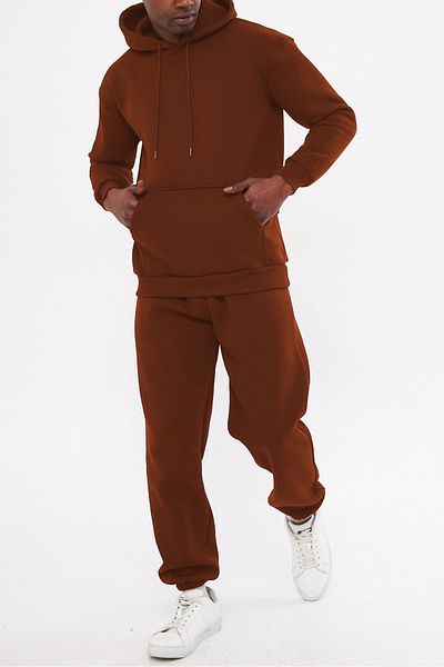 ruNadeS Men's Raised Kangaroo Pocket Elastic Tracksuit Set Relaxed Fit Home Wear