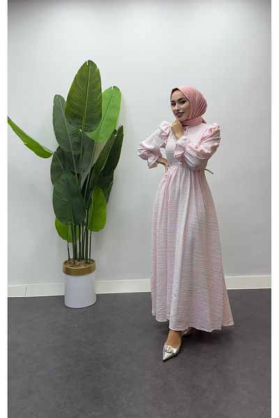 ışık tesettur Derya Seersucker Dress