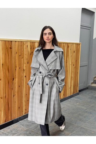 Retrobird Jachetă de damă, gri, cu design britanic, trench