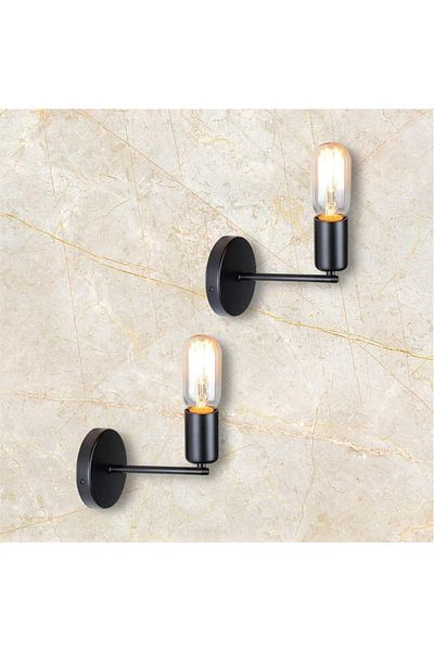 OSC HOME AYDINLATMA TASARIM Black Single Wall Sconce Set of 2 (Without Bulb Shipping)