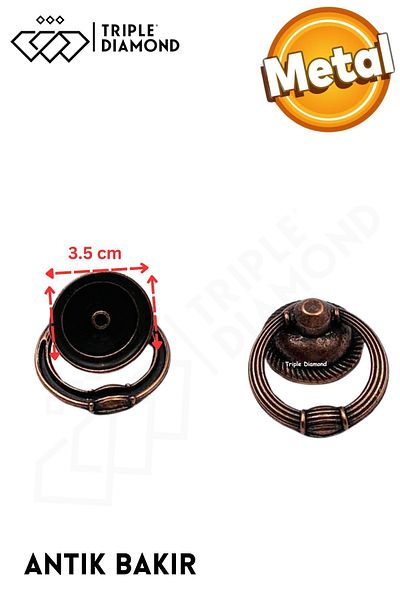 Triple Diamond (5 قطعة) حلقة واحدة مقبض نحاسي عتيق زر خزانة درج البندول مقابض أثاث المطبخ ثقب واحد