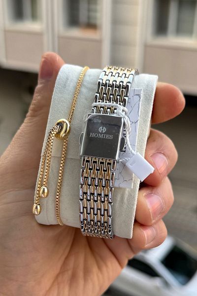 Homies Homi̇es Brand Steel Women's Wristwatch +Gift Bracelet