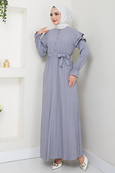 Bold Grup Γυναικείο υφασμάτινο μανίκι με λεπτομέρεια από κάπα με γιακά δικαστή Μουσουλμανικό φόρεμα