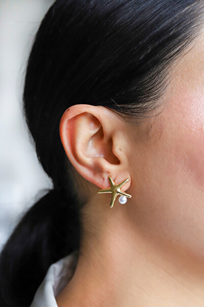 Brillo Pearl Detailed Starfish Model Earrings