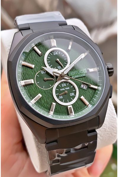 Ferrucci Ferruci Brand Black Color Inner Functions Active Men's Wrist Watch - with Bracelet Gift