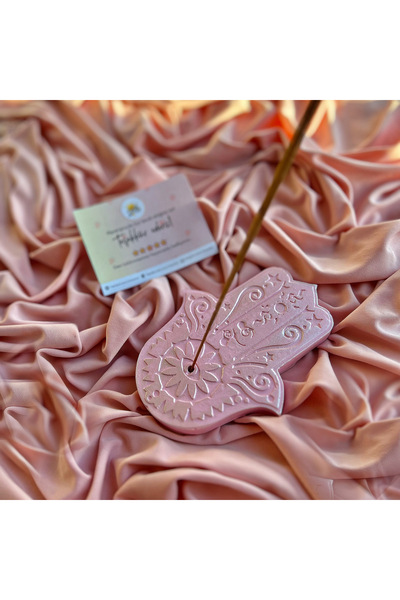 Handmade Dekoratif Pembe İnci Tozu Fatma Ana Eli Tütsülük