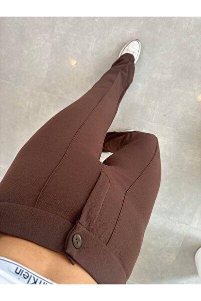 buğrahayalin Women's High Waist Full Lycra Crepe Fabric Pants