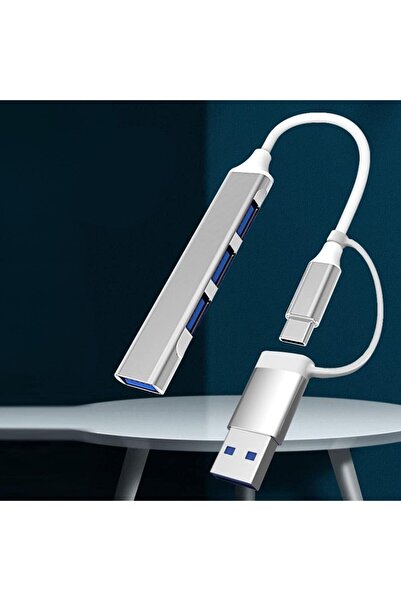 alpotekno ®   4 Ports Docking Station Ultra Slim USB Splitter Type-C Type Multi Interface Adapter Mult