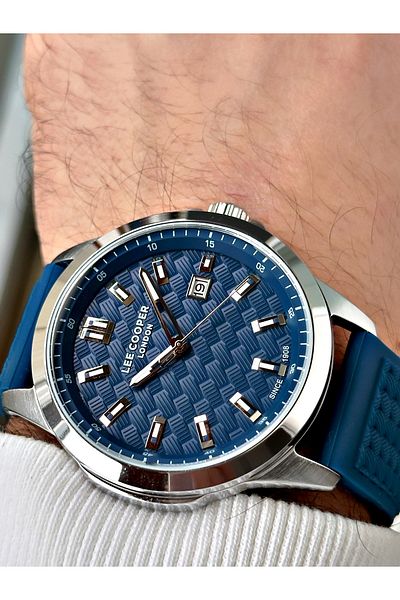 Lee Cooper Navy Blue Color Silicone Cord Men's Wrist Watch with Calendar 7859.399
