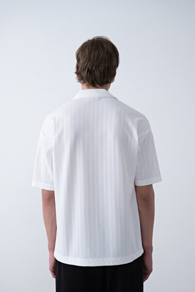 İLKCET MODA Ανδρικό πουκάμισο Oversize με λεπτή γραμμή