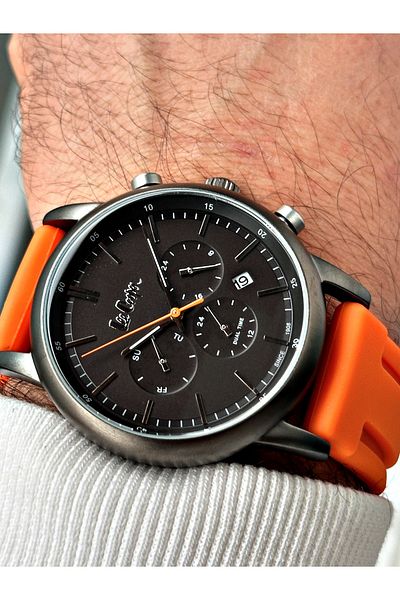 Lee Cooper 5 ATM Waterproof Men's Wrist Watch with Silicone Cord - Functions Active
