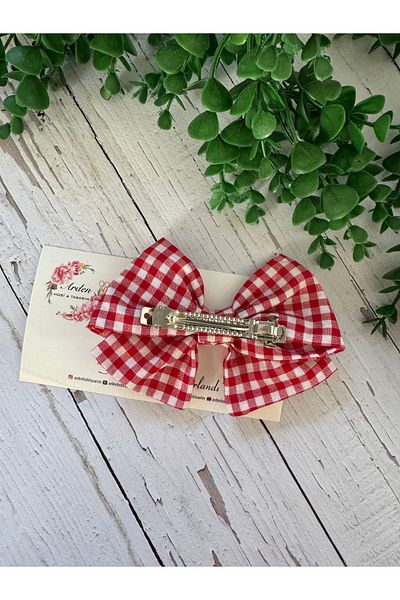 ARDEN HOBİ TASARIM Gingham Pattern Bow Buckle