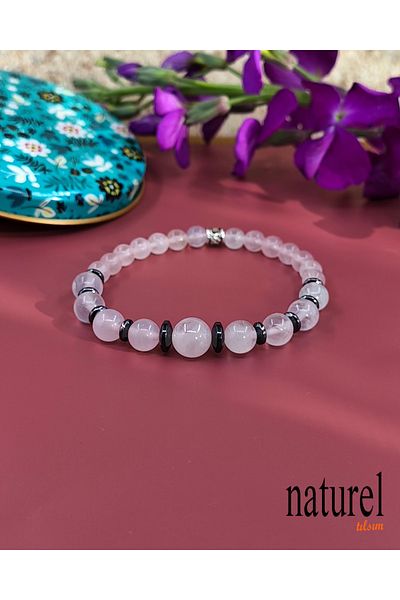 Naturel Tılsım Pink Quartz Natural Stone Bracelet |   Stone of Love and Compassion