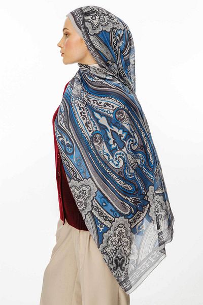 VALORSCARF Gray Retro Patterned Shawl - Storm