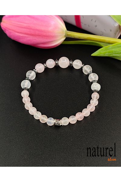 Naturel Tılsım Pink Quartz Natural Stone Bracelet |   Stone of Love and Compassion