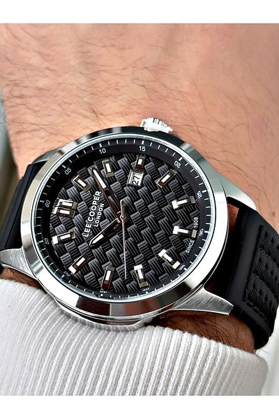 Lee Cooper Black-Gray Color Silicone Cord Men's Wrist Watch with Calendar 7859.351