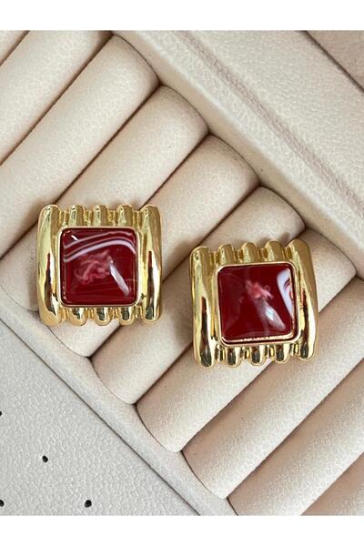 shop Burgundy Square Vintage Earrings