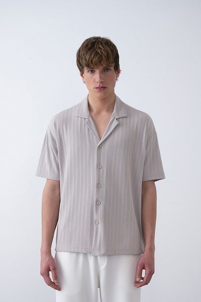 İLKCET MODA Ανδρικό πουκάμισο Oversize με λεπτή γραμμή