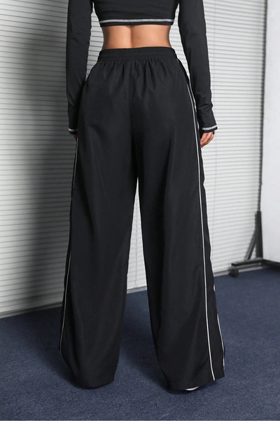 Sun Victoria Dámské černé tepláky oversize se dvěma vlákny s vysokým pasem