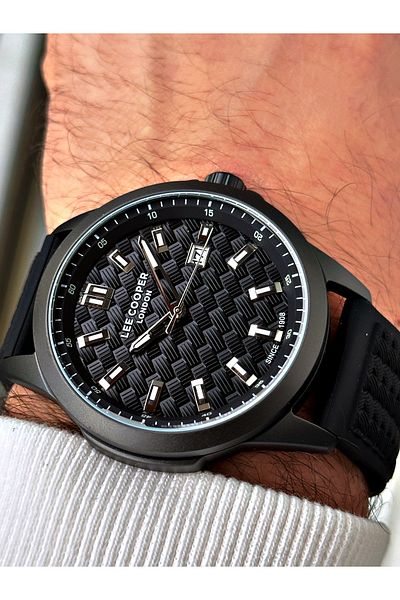 Lee Cooper Black Color Silicone Cord Men's Wrist Watch with Calendar 7859.651