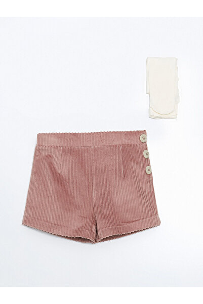 LC Waikiki Peak Yeni Sezon Beli Lastikli Kız Bebek Şort ve Külotlu Çorap 2'li...