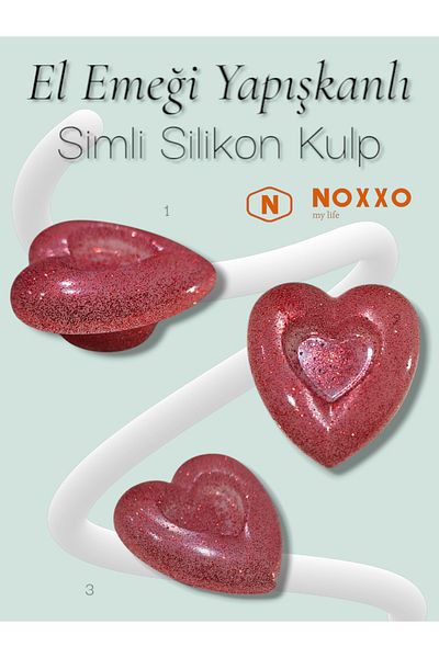 N NOXXO اليدوية لاصق فضي سيليكون القلب مقبض الأثاث المطبخ الحمام خزانة درج مقبض 1 قطعة