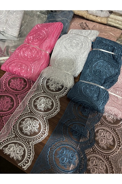 Butik Geniş gül güpür ara desen imza Tekstil top 9 metre havlu masa örtüsü el...