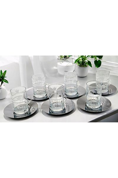 Paşabahçe Decor 12 Pieces 6 Person Tee Set with Cuth Handle