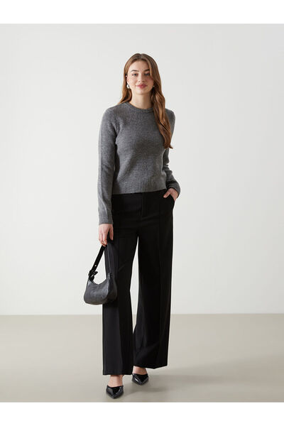 LC Waikiki Dámský svetr LCW Vision Grey Crew Neck