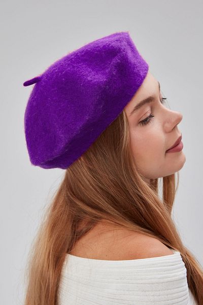 derikem Female Artist Painter Hat Classic French Beret Fashion Artist Hat Felt French Hat Purple