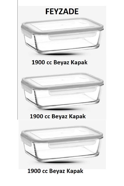 FEYZADE Lav Fresco 1900Cc Ziplock Glass Storage Set - White Cover (Frs-259)