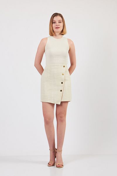Volanlı Asymmetrical Tweed Skirt