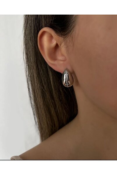 FLARF أقراط من الفولاذ بنمط ضيق مع حجر الراين للمناسبات الخاصة