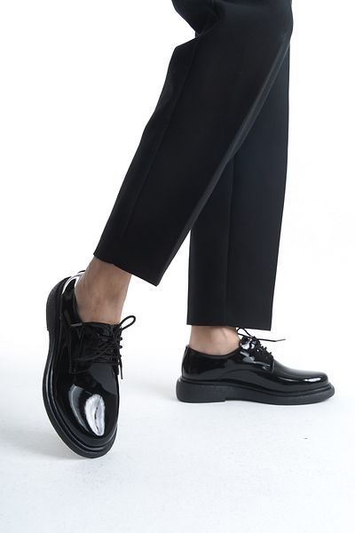 Tamdabu Ayakkabı Black Patent Leather Casual Women's Shoes