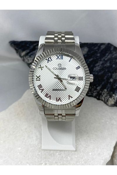 Coliseum Round Inside White Silver Cord Men's Wrist Watch