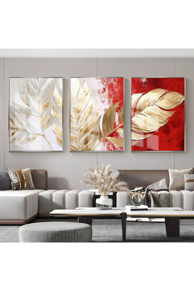 Harika bir ev Hari̇kabi̇rev | Red-Gold Leaf Patterned Abstract Combination | ...