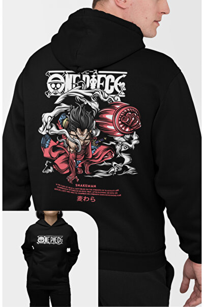 Fuddy Moda سويت شيرت بغطاء للرأس مطبوع عليه ظهر قطعة واحدة من Luffy Snakeman،...