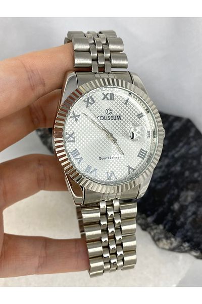 Coliseum Round Inside White Silver Cord Men's Wrist Watch